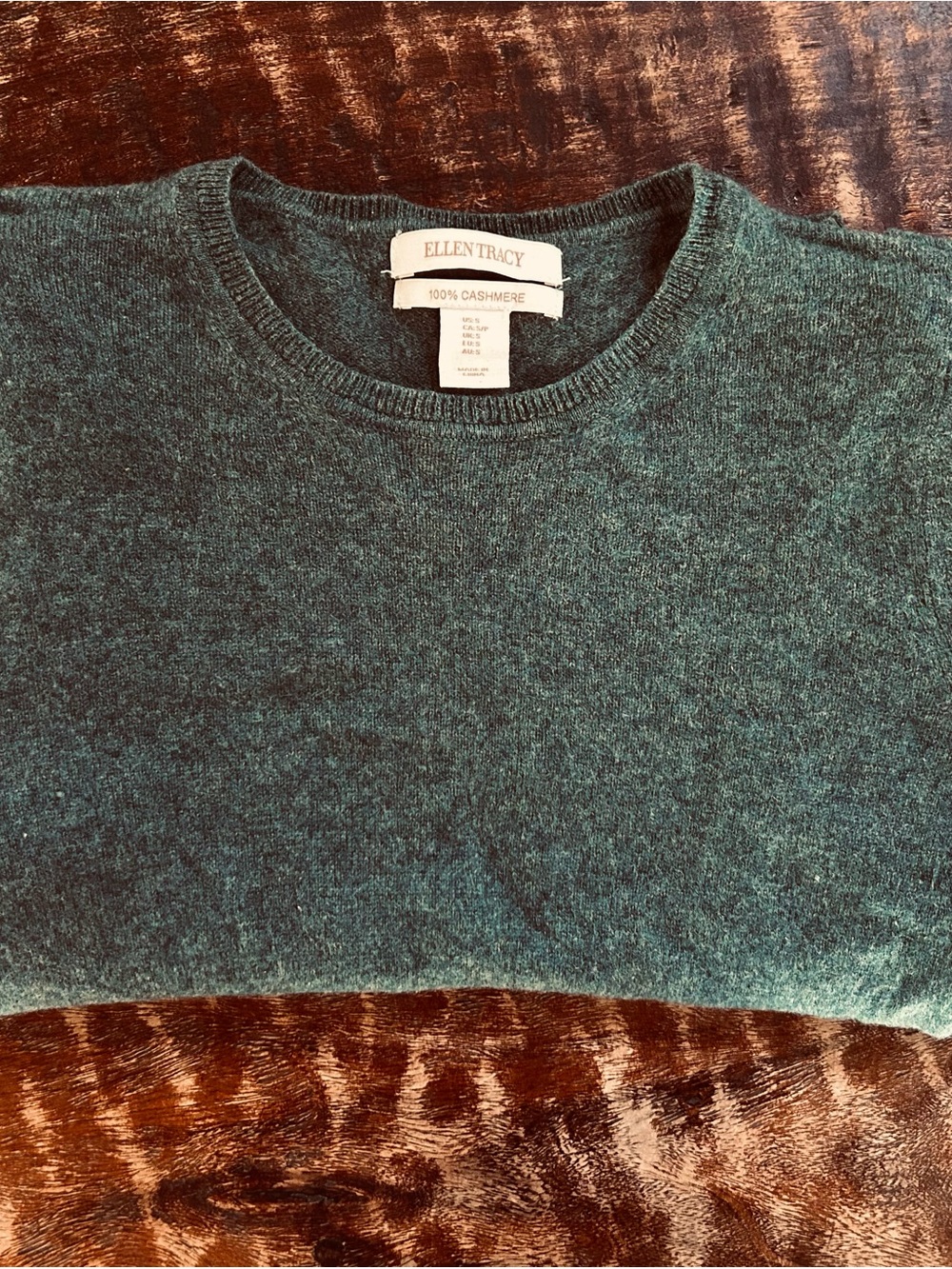 Ellen Tracy Women's Cashmere Crewneck Sweater in Teal Green